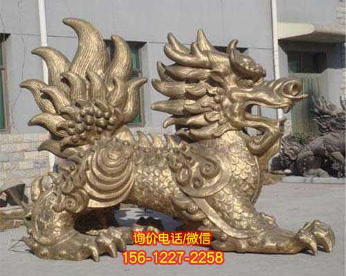 精美麒麟雕塑，不銹鋼噴漆烤漆打造