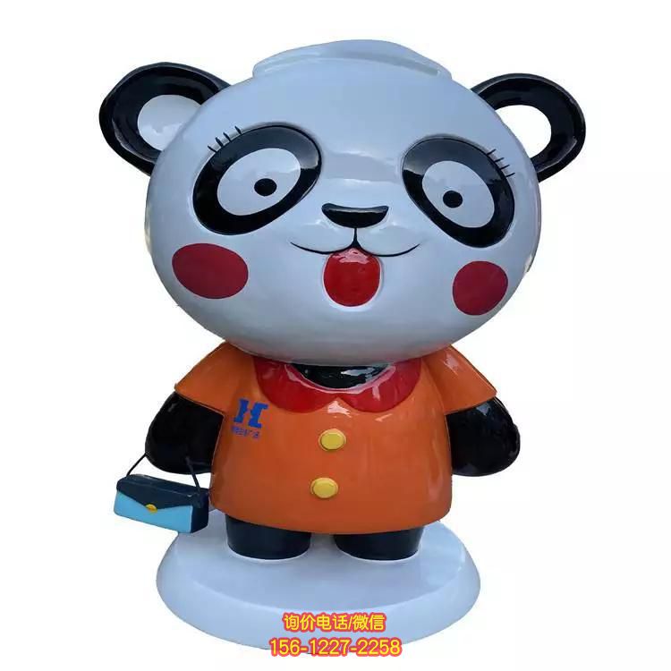 玻璃鋼卡通熊貓雕塑，點亮幼兒園