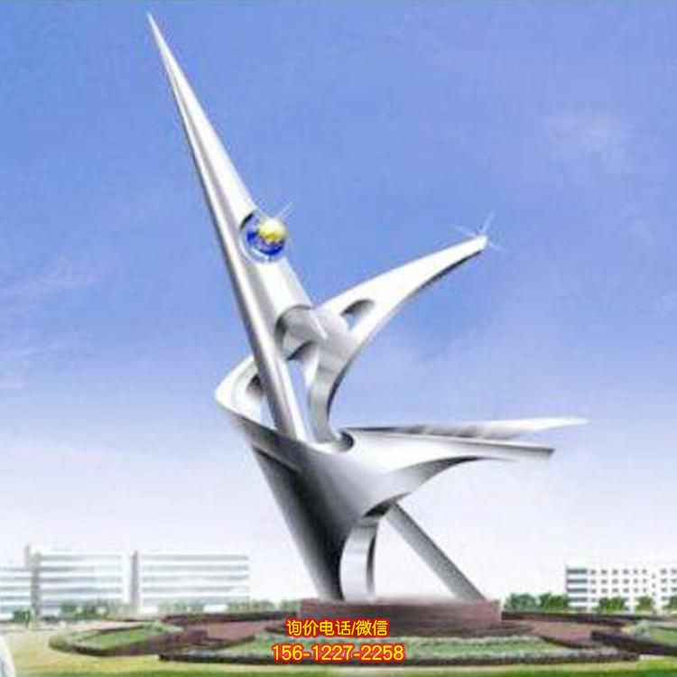 不銹鋼抽象雕塑，為園林廣場校園景觀增添美感