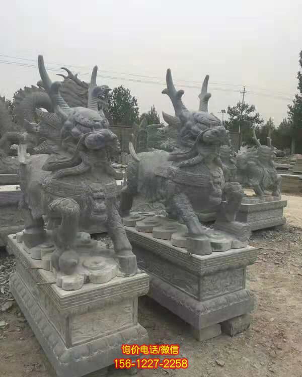 傳統工藝精湛，大理石石雕麒麟雕塑