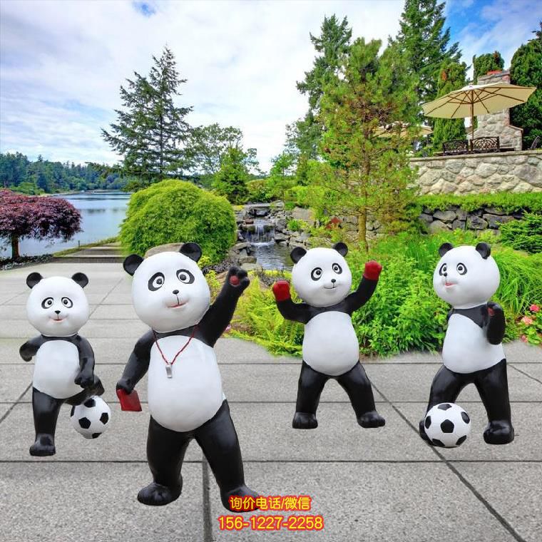 兒童游樂園公園廣場(chǎng)街邊擺放卡通足球熊貓玻璃鋼雕塑 兒童游樂園公園廣場(chǎng)街邊擺放卡通足球熊貓玻璃鋼雕塑