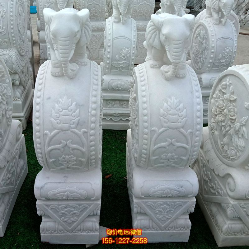 漢白玉吉祥小象別墅門口擺放抱鼓石仿古雕刻 漢白玉吉祥小象別墅門口擺放抱鼓石仿古雕刻