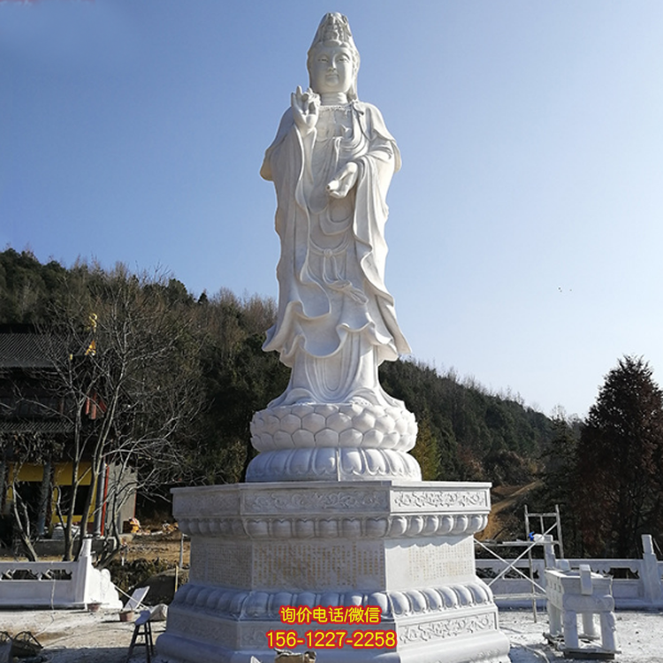 觀音佛像，漢白玉滴水觀音石雕石像
