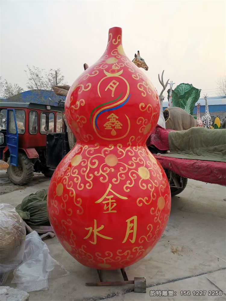 玻璃鋼流水葫蘆雕塑，制作仿真葫蘆雕塑