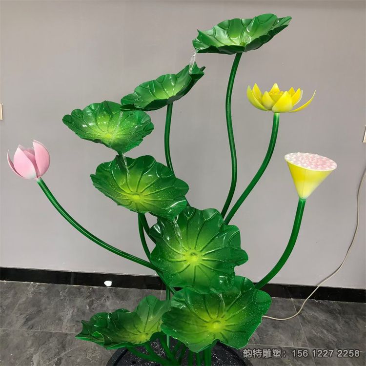 不銹鋼荷花雕塑，荷花荷葉雕塑